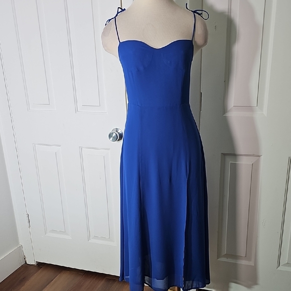 Designer AQUA from BLOOMINGDALES Cobalt Blue Evening, High Slit. Bustier Meduim. - Picture 3 of 10